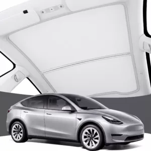gray tesla model y juniper graphene infused fabric amp upf 50 amp no-sag 11 fit heat insulation sunroof cover tesla model y accessories 2025 2026 black 2pcs 2026 upgrade sunshade roof