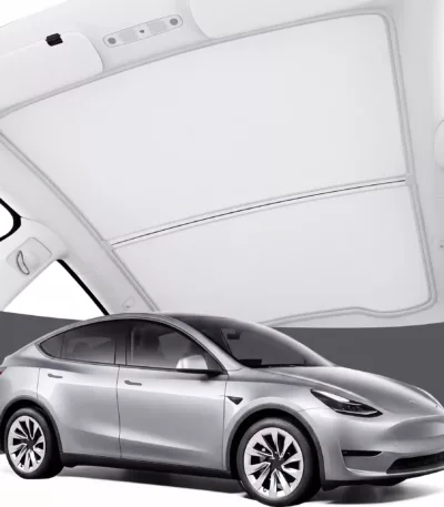 gray tesla model y juniper graphene infused fabric amp upf 50 amp no-sag 11 fit heat insulation sunroof cover tesla model y accessories 2025 2026 black 2pcs 2026 upgrade sunshade roof