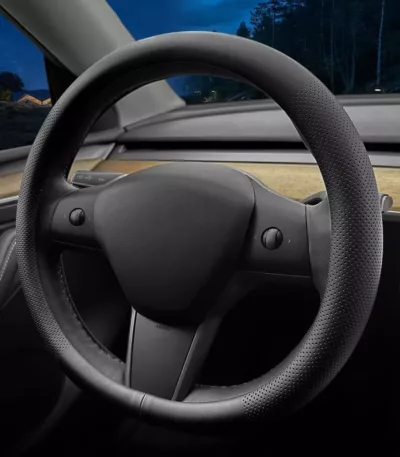 Nappa leather ultra-thin steering wheel cover tesla model 3y steering wheel cover non-slip design interior modification car accessories black