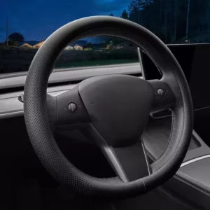 Nappa leather ultra-thin steering wheel cover tesla model 3y steering wheel cover non-slip design interior modification car accessories black