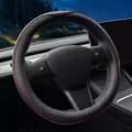 Nappa leather ultra-thin steering wheel cover tesla model 3y steering wheel cover non-slip design interior modification car accessories black