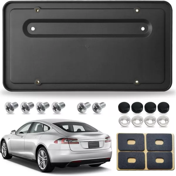 Tesla Model 3 & Model Y Rear License Plate Bracket | Back Trunk Car Tag Bracket Frame With Screws Caps | Rear Number Plate Mounting Kit (2017–2024)