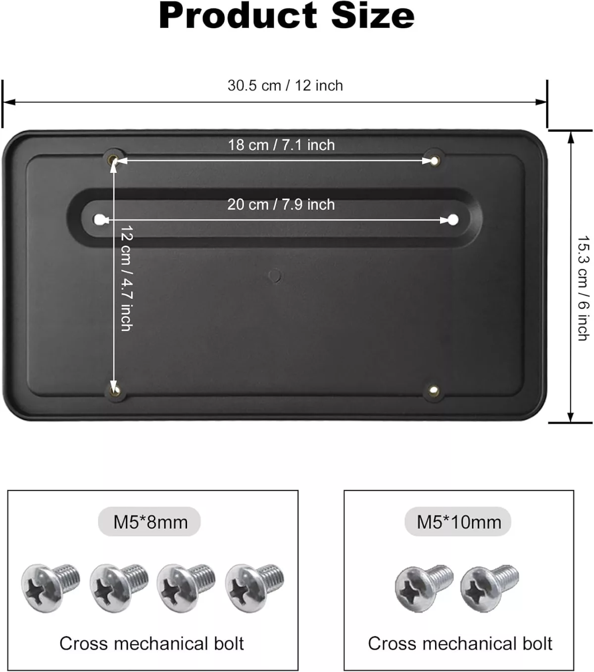 Tesla Model 3 & Model Y Rear License Plate Bracket | Back Trunk Car Tag Bracket Frame With Screws Caps | Rear Number Plate Mounting Kit (2017–2024) - Image 2